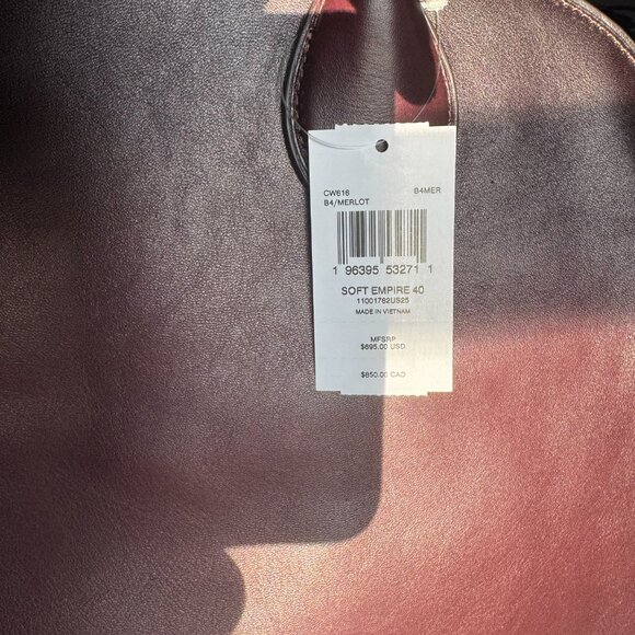 NWT Coach Soft Empire Carryall Bag 40-Brass/Merlot - Picture 5 of 11